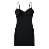 Trendy Girls' Sexy Buttocks Skirt, Breast Cushion, Lace Edge Splicing Sling Dress, Slim And Bottomed Dress-Outfit
