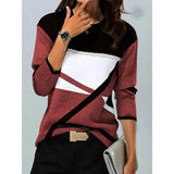 Loose Color Printed Round Neck Long Sleeve