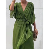 New Women's Solid Color With Long Skirt Bat Sleeve Irregular Dress