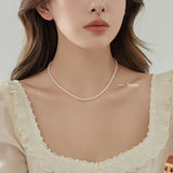 Galaxy Silver Pearl Necklace-Outfit