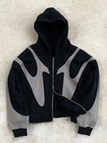Y2K Men's Oversized Hoodie with Contrasting Colors and Long