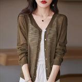 Toloer Hemp Knitting Cardigan Female Thin Ice Silk Linen Coat Sunscreen Clothes Summer Loose Outside The Shawl Air Conditioning Shirt-Outfit