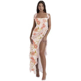Summer New French Slings Wood Ear Design Picties Open Fork Dress Dress