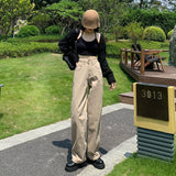 Toloer New 2024 Ladies Will Wear Everything With A Straight Tube And Show Skinny Khaki Pants-Outfit