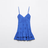 Toloer New Women's V Collar High Waist Splicing In The Long Sling Dress Women's Style-Outfit