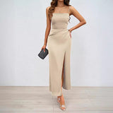 Women's Summer New Sexy Square Collared Back Sling Skirt Dress