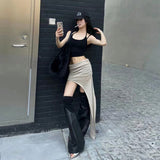 Women's Dress 2025WISH Summer New Street Fashion Solid Color Irregular Body Dress