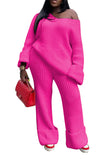 Toloer New Women's Wear Casual Solid Color Loose Knit Suit-Outfit