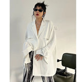 Women White Thin Big Size Casual Long Blouse New Lapel Long Sleeve Loose Fit Shirt Fashion Tide Spring Autumn 2023