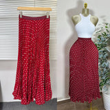 Fashion Folding Wave Half-Dress French Sweet High-Waisted A-Shaped Skirt Mid-Long Folds