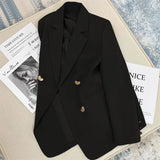 2025 New Grey Korean Blazer Lady French Style Fashion Suit