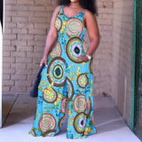 Large-Size Women's Wear New Fashion Printed Loose Suspenders Jumpsuit-Outfit