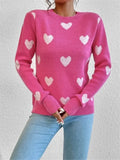 And Winter New Heart Pattern Loose Round Collar Knitting Jacket