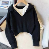 Fashion Sweater Set Women's New Deep V-Neck Collar Sweater Sling Vest Two-Piece Set In Autumn/Winter