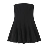 Wide Swing Tear Dress 2025 Summer Sexy Shoulder Repair Short A-Word Mini-Skirt