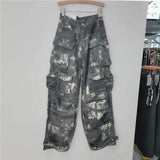Women Jeans High Waist Camouflage Tie-dye Multiple Pockets Cargo Loose Wide Leg Denim Pants 2024 Summer New Fashion 29L3698-Outfit