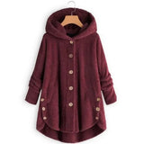print jacket women's button solid color hooded