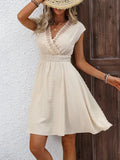 Women's Clothing 2025 Spring And Summer French Holiday Fascling Lace Hollow V-Collar Dress Clip Small Swing A
