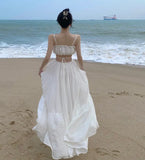 Toloer Shot Small Design New Summer New Holiday Fairy Wind Dress Strap Back Leisure Holiday Sling Dress