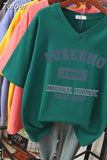 100% Cotton M-6XL T Shirt Letter Print 90S Tshirt Short Sleeve Women's Top Summer Couple O Neck Oversized T