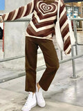 Heart Jacquard Argyle Jumper Sweater-Outfit