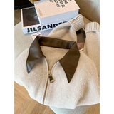 Spring And Autumn New Loose Gas Coat Ankola Red College Wind Splicing Fake Two Knitted Shirt
