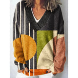 Christmas Abstract 3D Print Big V-Neck Long-Sleeved