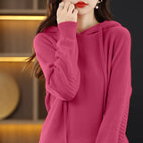Toloer Early Autumn Hoodie Sweater Female Korean Version Loose Show Thin Knit Hoodie Lazy Retro Knit Hoodie Tide-Outfit