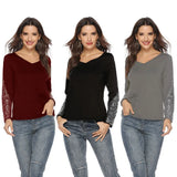 And Winter Women's Blouse Ebay Popular Style Sequins Spliced Long-Sleeved V-Neck T-Shirt Women-Outfit