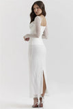 Sheer Long Sleeve Bodycon Maxi Dress-Outfit
