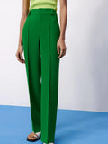 2022 Green Wide Leg Pants Women High Waist Baggy Straight Woman Pants Summer Streetwear Trousers Women Masculine Pant