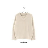 Dark Academia Solid Color V-Neck Pullover Sweater-Outfit