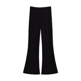 Trend Women's Dress In Autumn And Winter, High Waist, Buttocks, Bell-Bottoms, Leg Length, Micro-Elastic Knitted Trousers.-Outfit