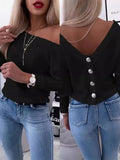 Small Fragrant Wind Long-Sleeved Knitted Shirt V Collar High-Waist Solid Color Short Coat Slimming High-End