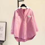 New Shirt Women Long Sleeve Simple Korean Version Of The Loose Fashion Double Pocket Outside The Shirt Shirt