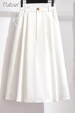 Fashion 2023 Summer Skirts Women Korean Style High Waist Mid Calf Elegant Button Long Maxi Skirts Female School