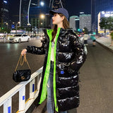 Women Winter X-length Puffer Hood Bomber Basic Jacket Long Female Coat Loose Parka Plus Size Korean Hat S Outerwear Snow
