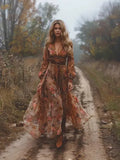 New Women's Lace Long-Sleeved V-Neck Solid Chiffon Summer