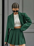 Short Suit Short Suit Suit Set Spring And Summer Double Buckle Short Suit + 100 Folded Short Skirts
