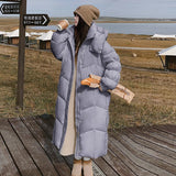Over The Knee Long Big Quilt Down Jacket Female 2024 Winter Fashion Thickened Design Sense Pleated Sleeve Bread Coat-Outfit