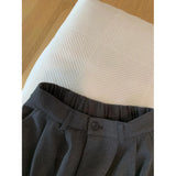 Temperament Gray High-Waisted Striped Curly-Fried Casual Pants Women's Spring And Autumn New Commuter Loose Broad-Legged