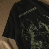 2022 New Butterfly Fairy Print T-Shirt Punk Goth Hip Hop Grunge Rock Y2K Round Neck Casual Summer Coat