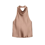 Homemade New Women's Clothing Silk-Sin-Flavor-Sense Hanging Neck Collar Top