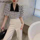 Blouse Women Peter Pan Collar Puff Sleeve Vintage Tops Vintage Blusas De Mujer 2023 Korean Temperament Loose Shirt