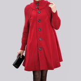 Red Woolen Coat Mid-Length Single Breasted Woolen Coats Cloak Woolen Trench Women's Autumn Winter Oversized Long Loose