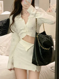 Autumn Knitted Dress Women Casual Long Sleeve 2 Piece Dress Set Korean Style Elegant Y2k Mini Dress Sweater Office
