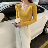 Knitted Shirt 2025 Autumn New Bottoming Shirt Slim Slim Solid Color Sweater Long Sleeves With A Short