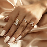 Zircon Butterfly Open Ring Three-piece Set-Outfit