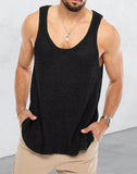 Toloer Spring And Summer Men's Casual Top Tank Top Sleeveless Knit Pure Color Men's Sweater