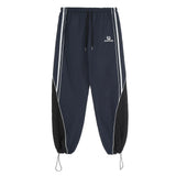 Patchwork Striped Baggy Sweatpants-Outfit